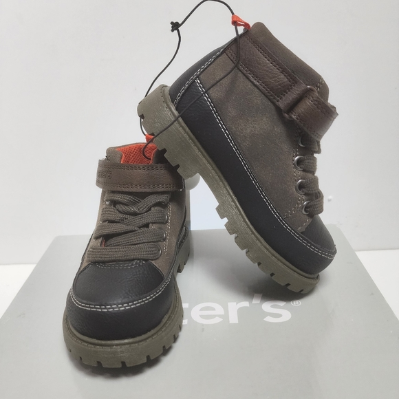 Carters Ronald Brown Black Lace Up Toddler Boot Shoes Size 7 - Picture 3 of 6